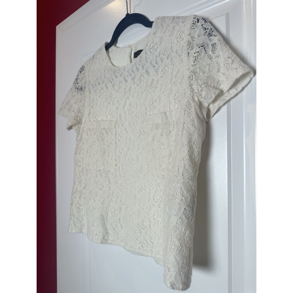 Zara 100% Cotton Lace Top With Pockets Size M Gorgeous And Elegant